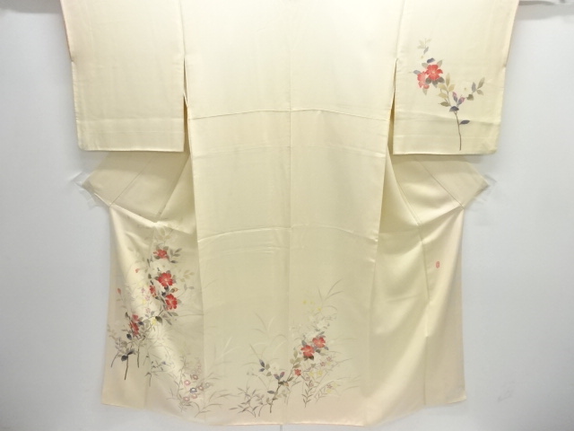 アンティーク　南克治作　本場加賀友禅　椿に秋草模様着物